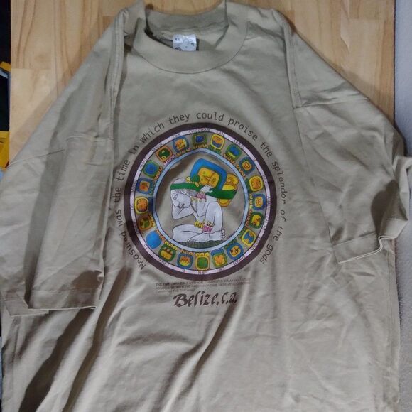 Vintage Time Carrier Mayan Character Belize T-Shirt - Picture 2 of 9